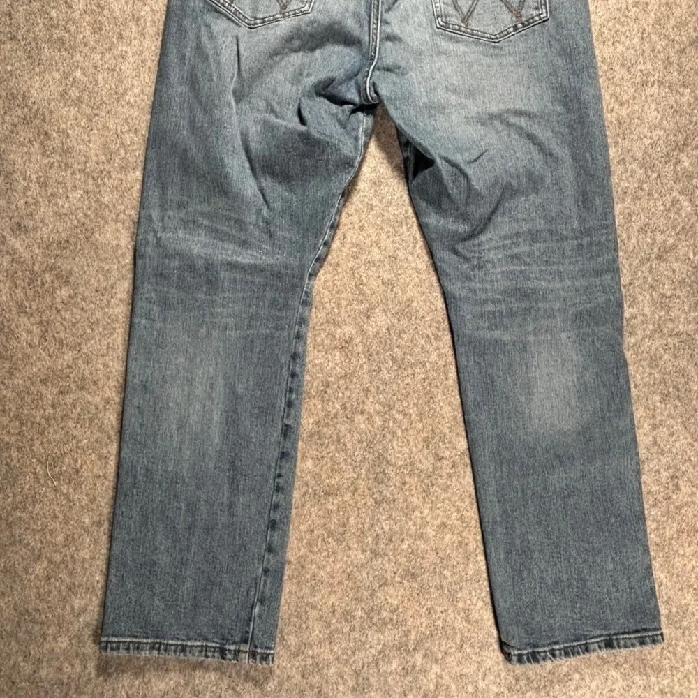Wrangler Slim Straight Jeans Mens Blue Denim Size 38x32 Cowboy Western Rodeo vtg